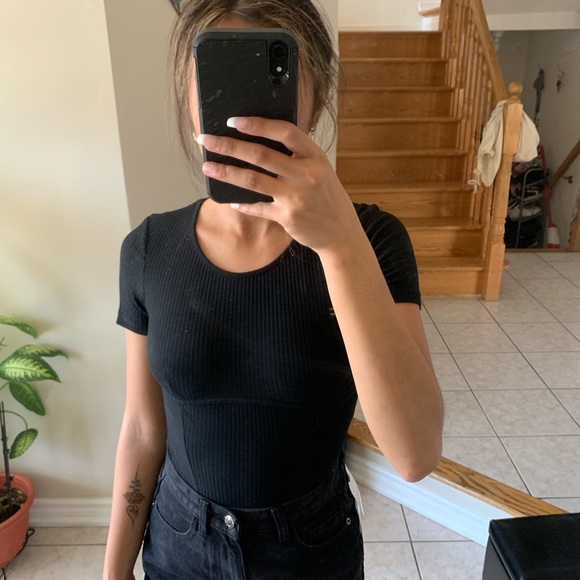 Princess Polly Black Ribbed Corset Bodysuit - Picture 2 of 4